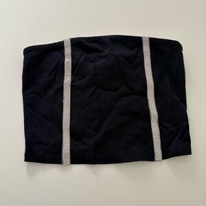 Black Tube Skirt with Silver Crystal Accents